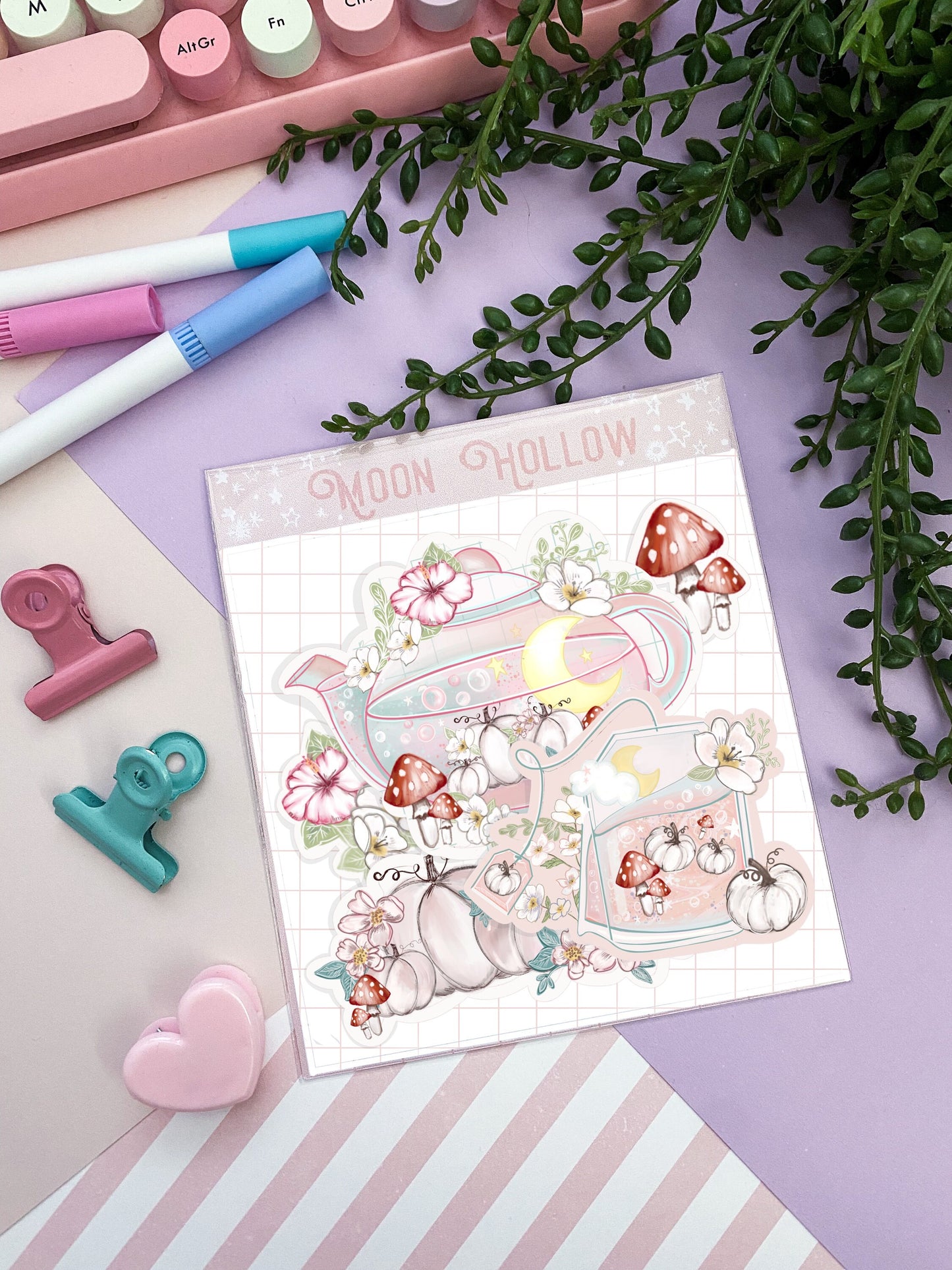 Kawaii Pumpkin moon tea sticker pack.