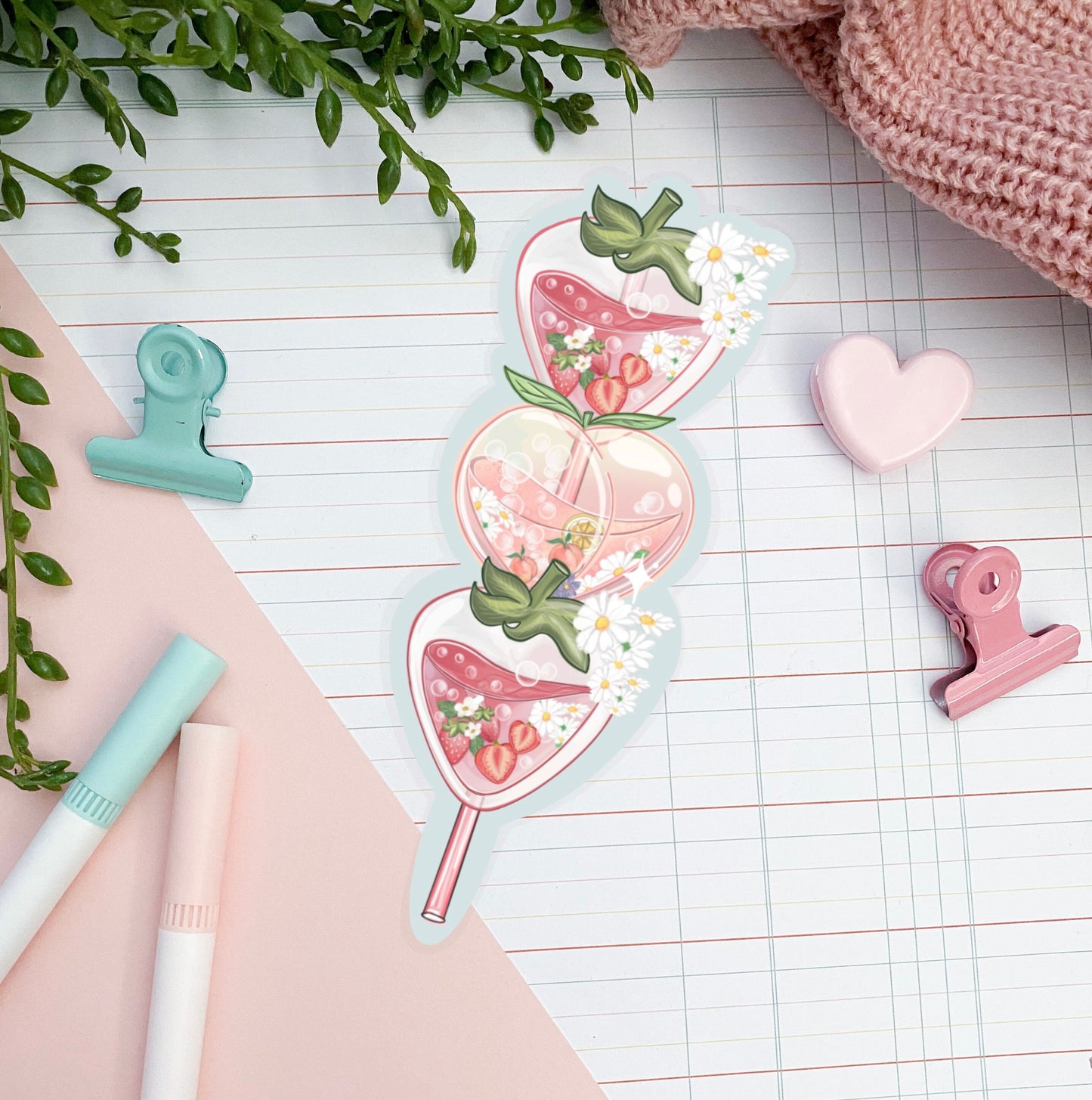 Summer fruits Dango Kawaii cute moon die-cut sticker.