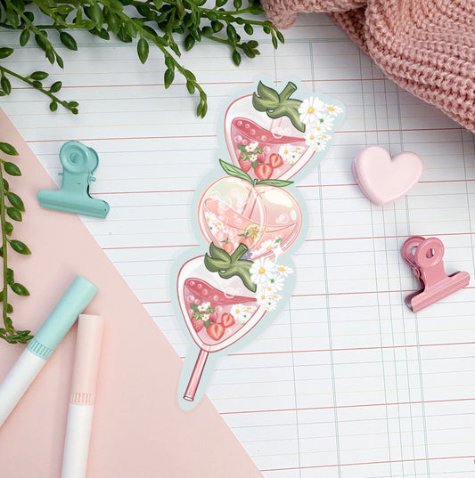 Summer fruits Dango Kawaii cute moon die-cut sticker.
