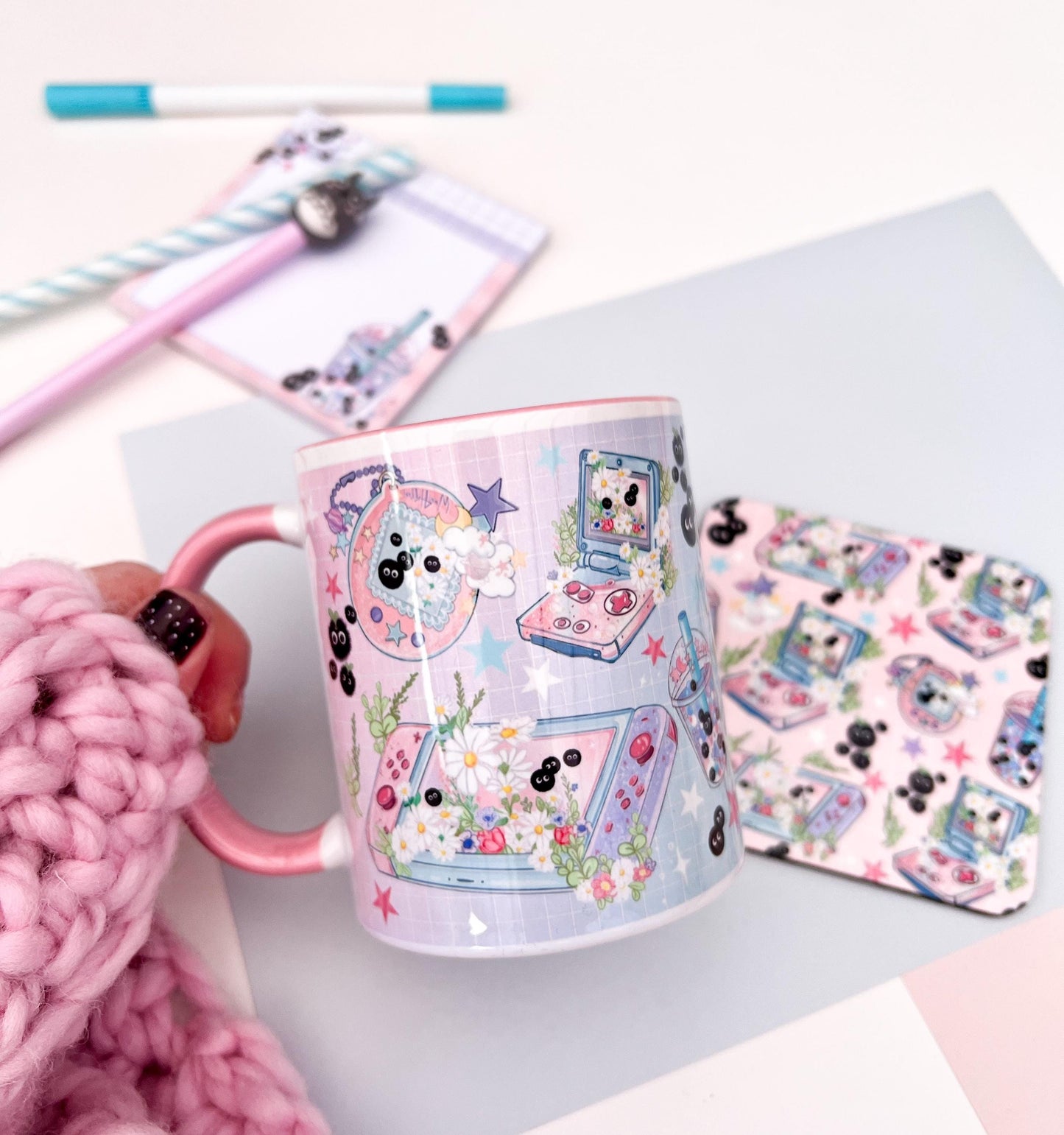 Cute Pink Kawaii Gaming Mug | Cute Gamer Coffee Cup | Adorable Tea Mug | Perfect Gift for Gamers | Whimsical Aesthetic. Cozy  Anime.