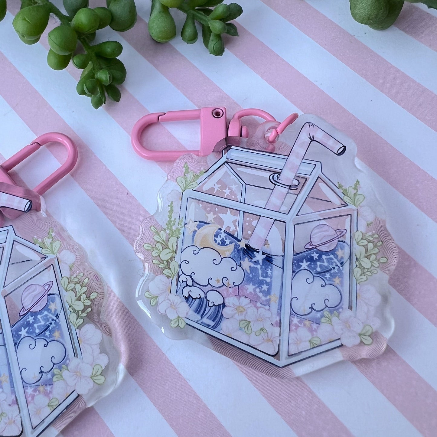 Moon juice clear Kawaii cute acrylic charm, keychain, keyring, bag charm, cute accessories, personalised keyring, keychain. Kawaii Keyring.