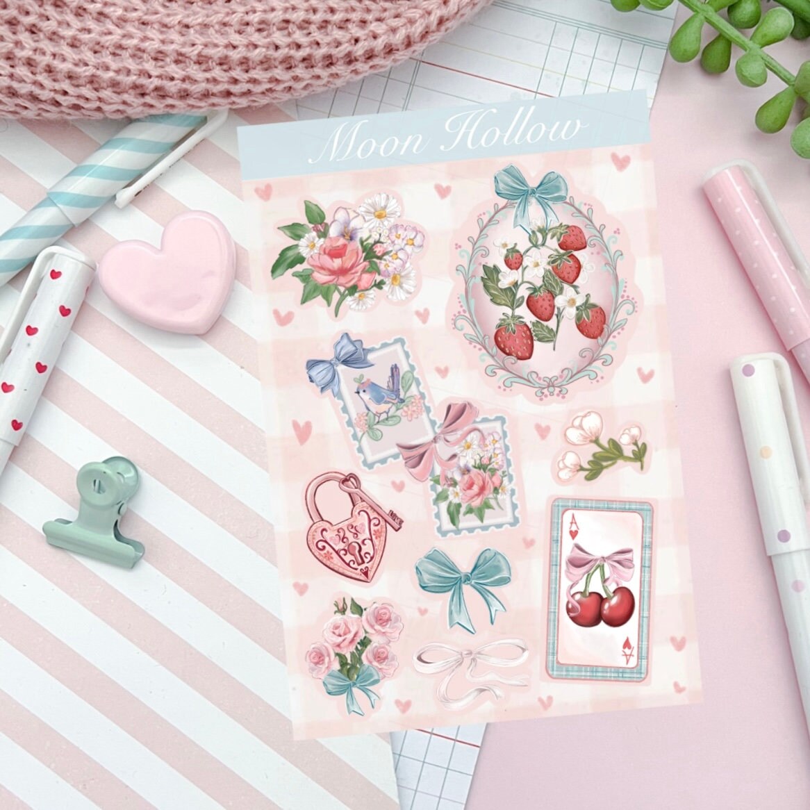 Pink Coquette aesthetic sticker sheet.