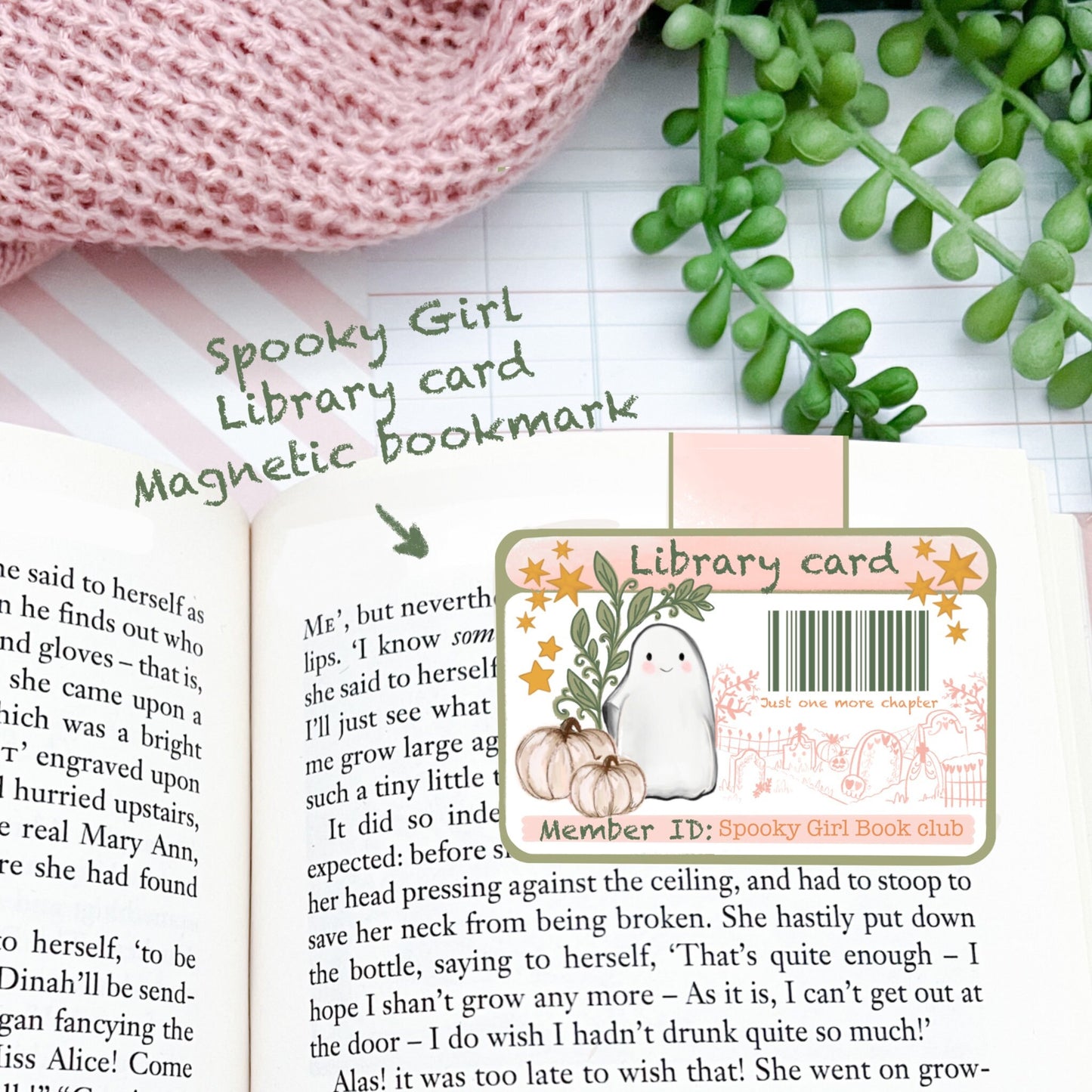 Spooky girls Ghost book club magnetic bookmark / cosy bookish Halloween autumn bookmark / Digital art, books ,bookish cute stationery