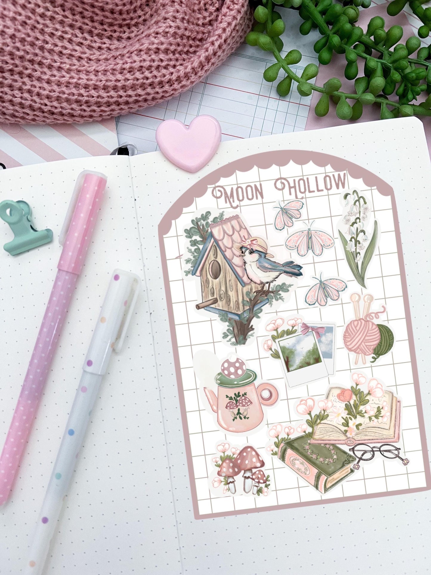 Cozy country cottage Sticker sheet, bookworm cottagecore cozy bullet journal stickers. Reading stickers. Delicate stickers. Aesthetic