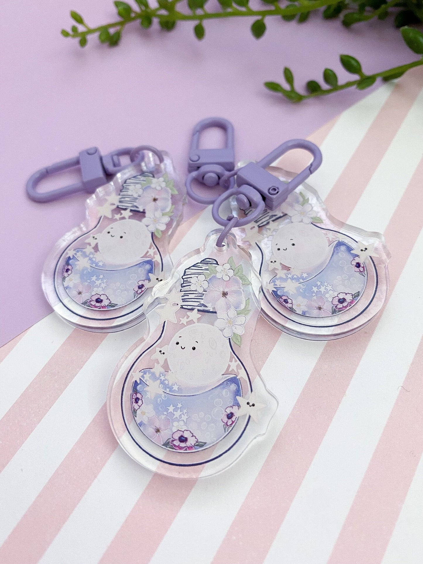 Holographic light bulb moon, stars cute acrylic charm, keychain, keyring, bag charm, cute accessories. Gift, keychain. gift