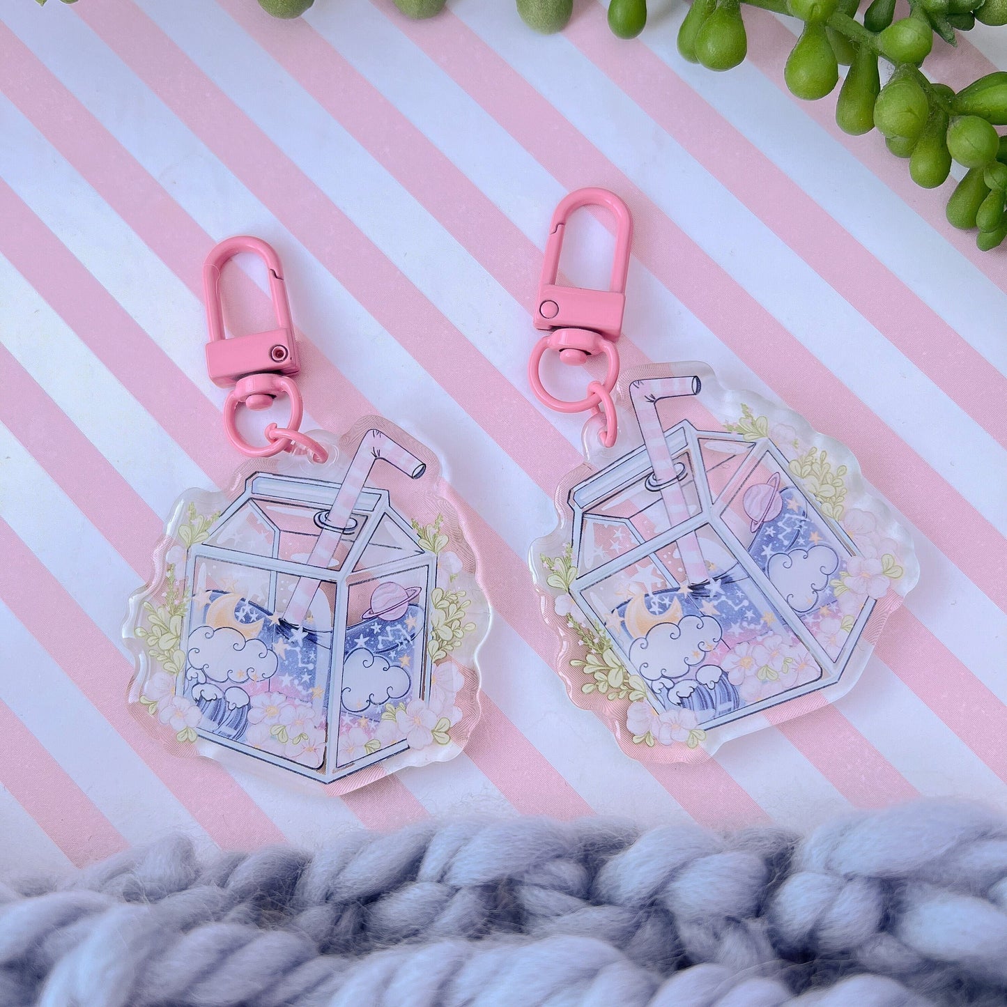Moon juice clear Kawaii cute acrylic charm, keychain, keyring, bag charm, cute accessories, personalised keyring, keychain. Kawaii Keyring.