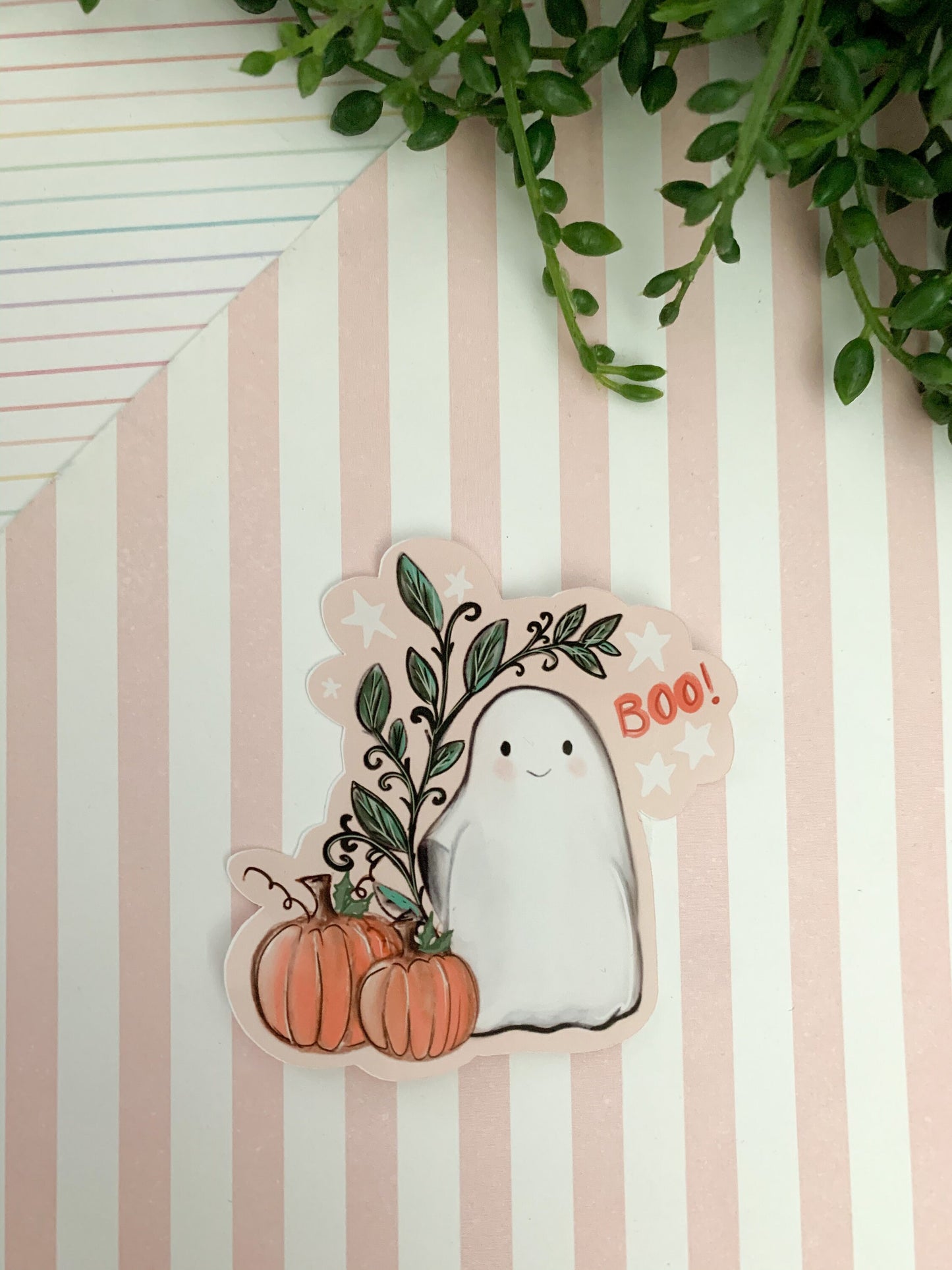 Cute ghost sticker  /  kawaii Booo ghost  die-cut sticker.