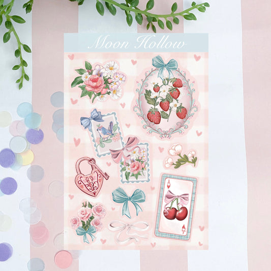 Pink Coquette aesthetic sticker sheet.