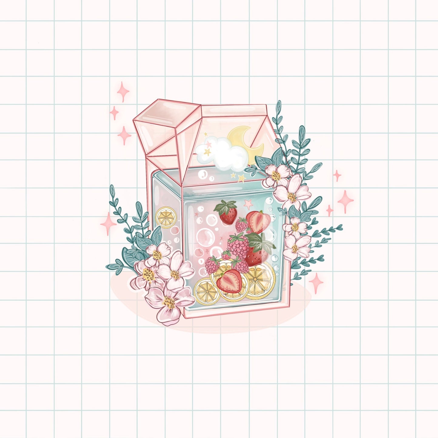 Kawaii fruit juice drink sticker pack.