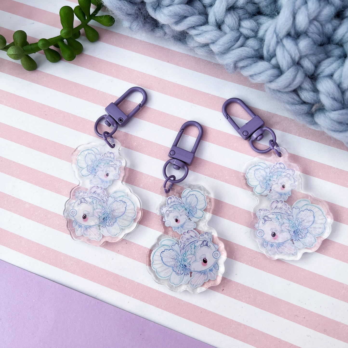 Holographic kawaii fish acrylic charm, keychain, keyring, bag charm, cute accessories. Gift, keychain.