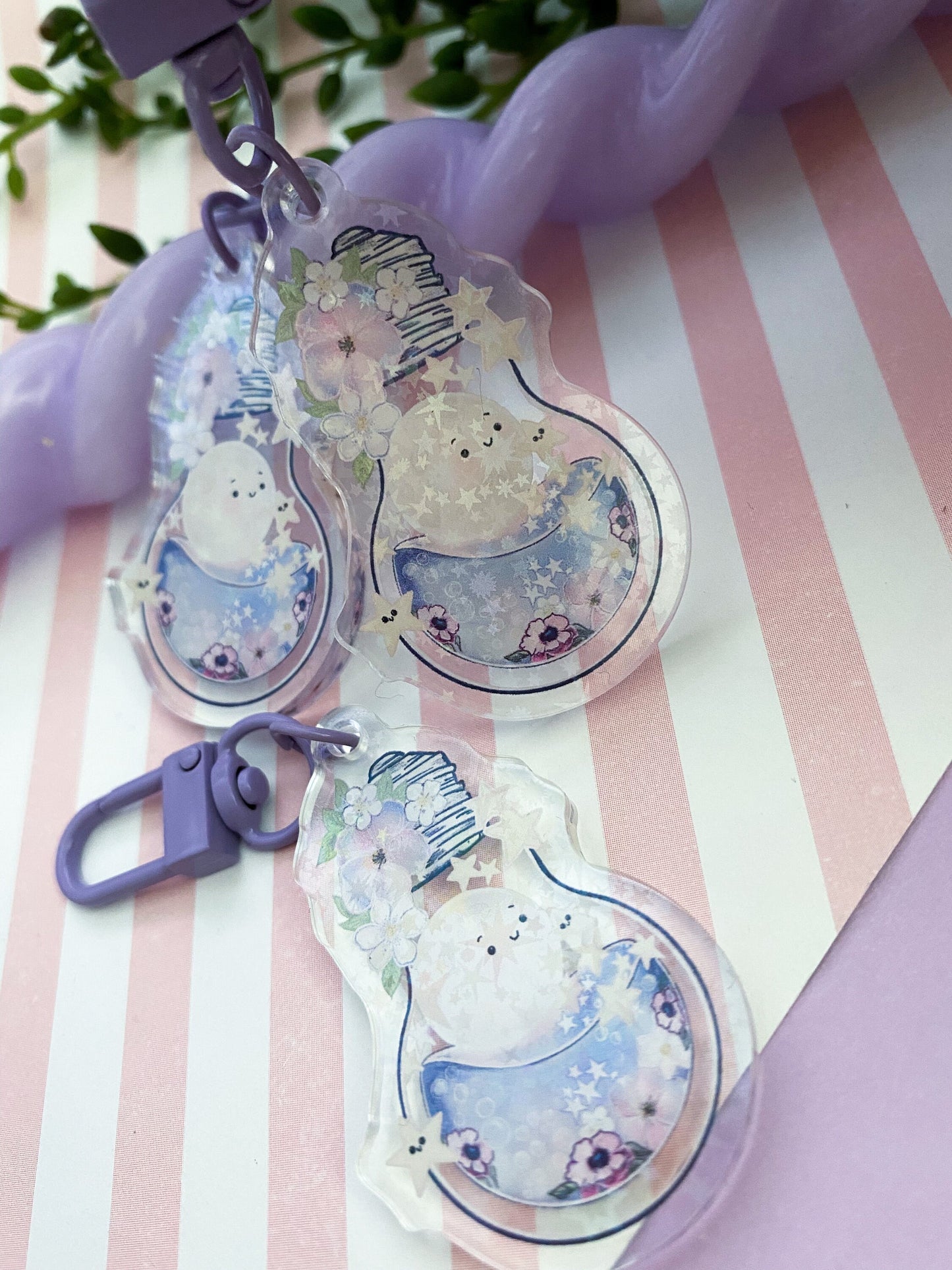 Holographic light bulb moon, stars cute acrylic charm, keychain, keyring, bag charm, cute accessories. Gift, keychain. gift