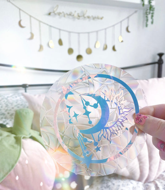 Magical Moon & stars suncatcher decal sticker. Window rainbow. Prism. Rainbow suncatcher. Rainbow maker. Window decal. Suncatcher sticker.